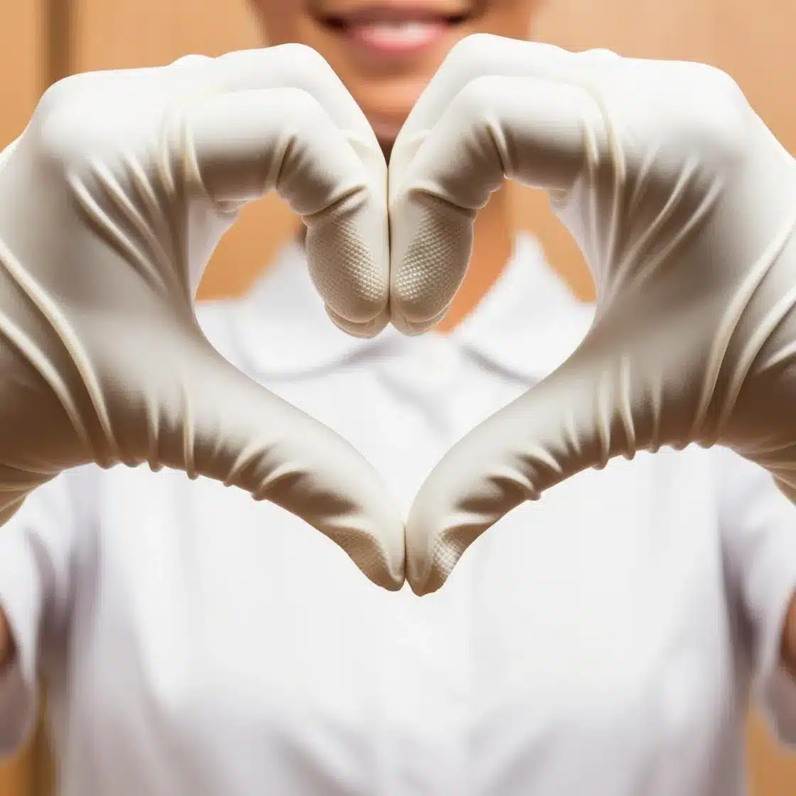 Maid making a heart sign