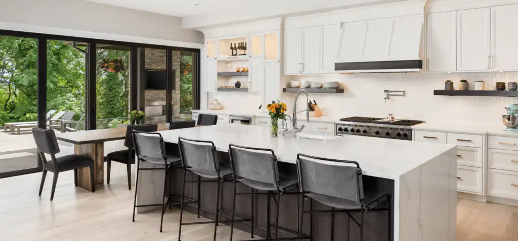 Bright home kitchen cleaned by local professionals.