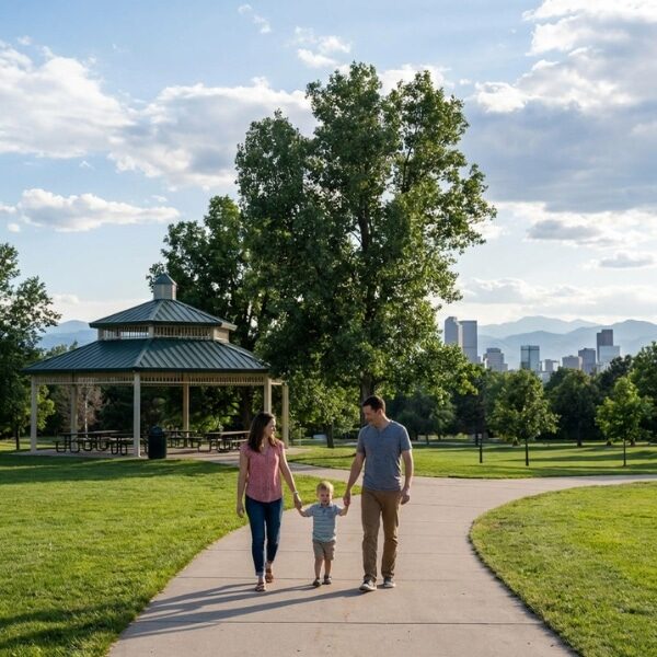 Family Enjoying a relaxed afternoon at Washington Park in Denver, CO